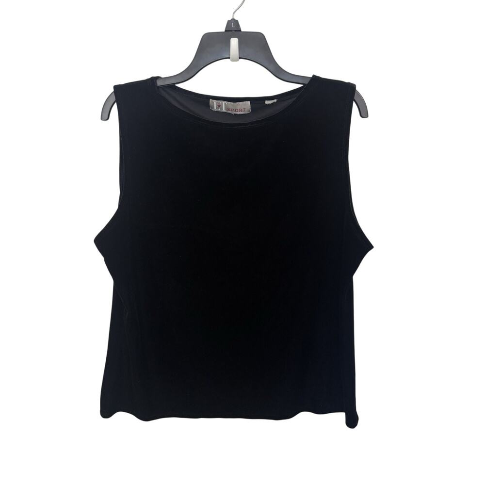 Vtg 90s Black Velvet Sleeveless Tank Top Boxy Fit L Whimsigoth Romantic Witchy